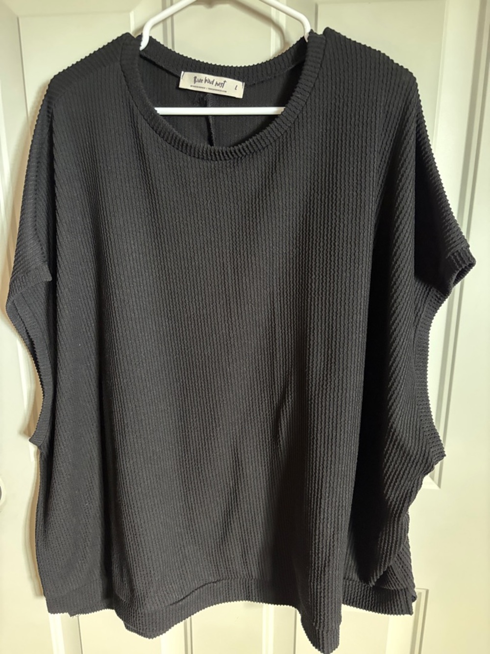 Three Bird Nest Black Waffle Knit Tunic Top